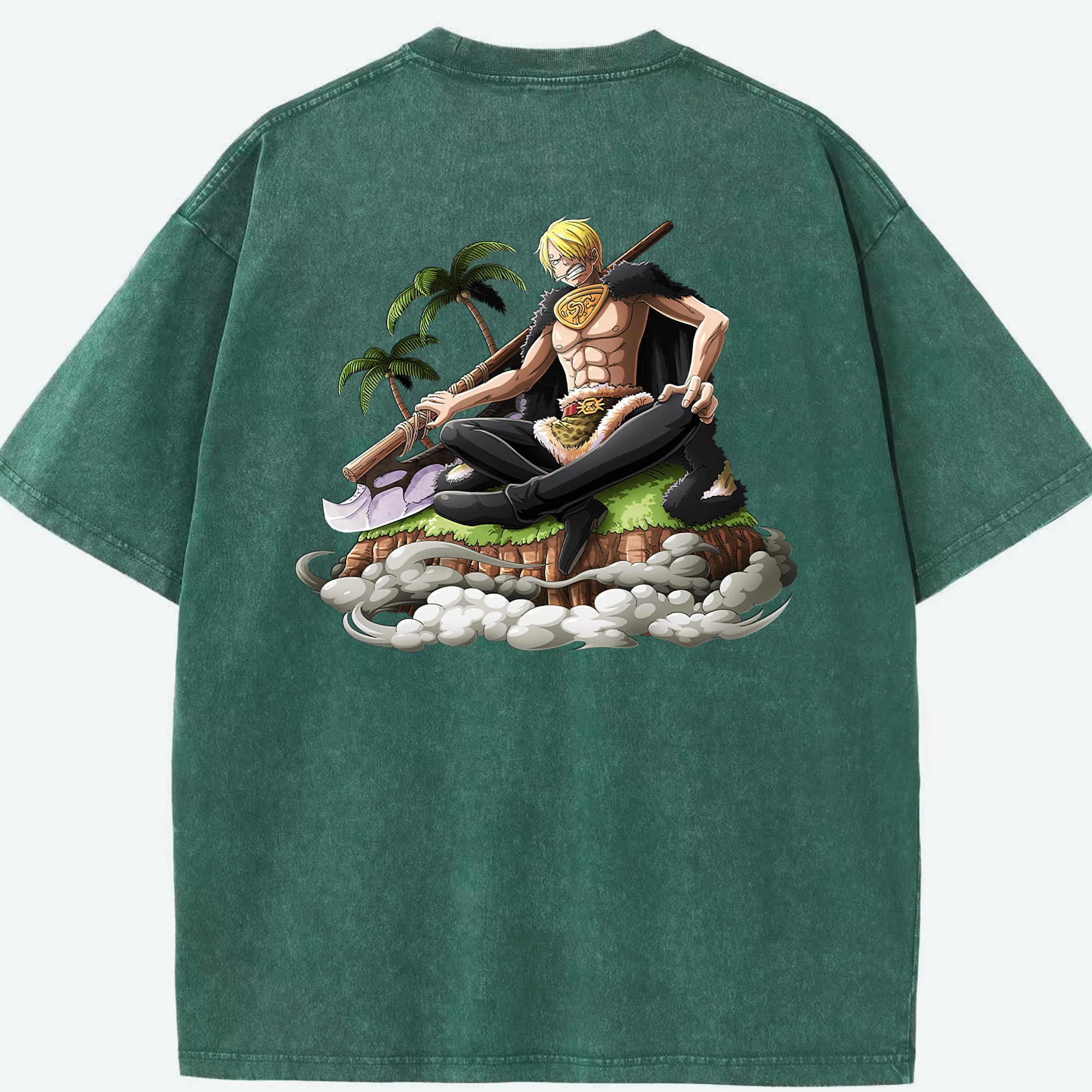 ワンピース サンジ ONE PIECE Sanji 綿100% ヴィンテージ風 半袖Tシャツ（背面プリント）